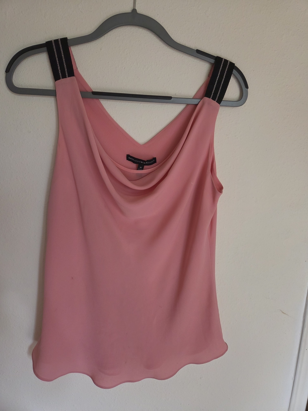 White House Black Market Pink Draped Neck Camisole with Contrast Straps